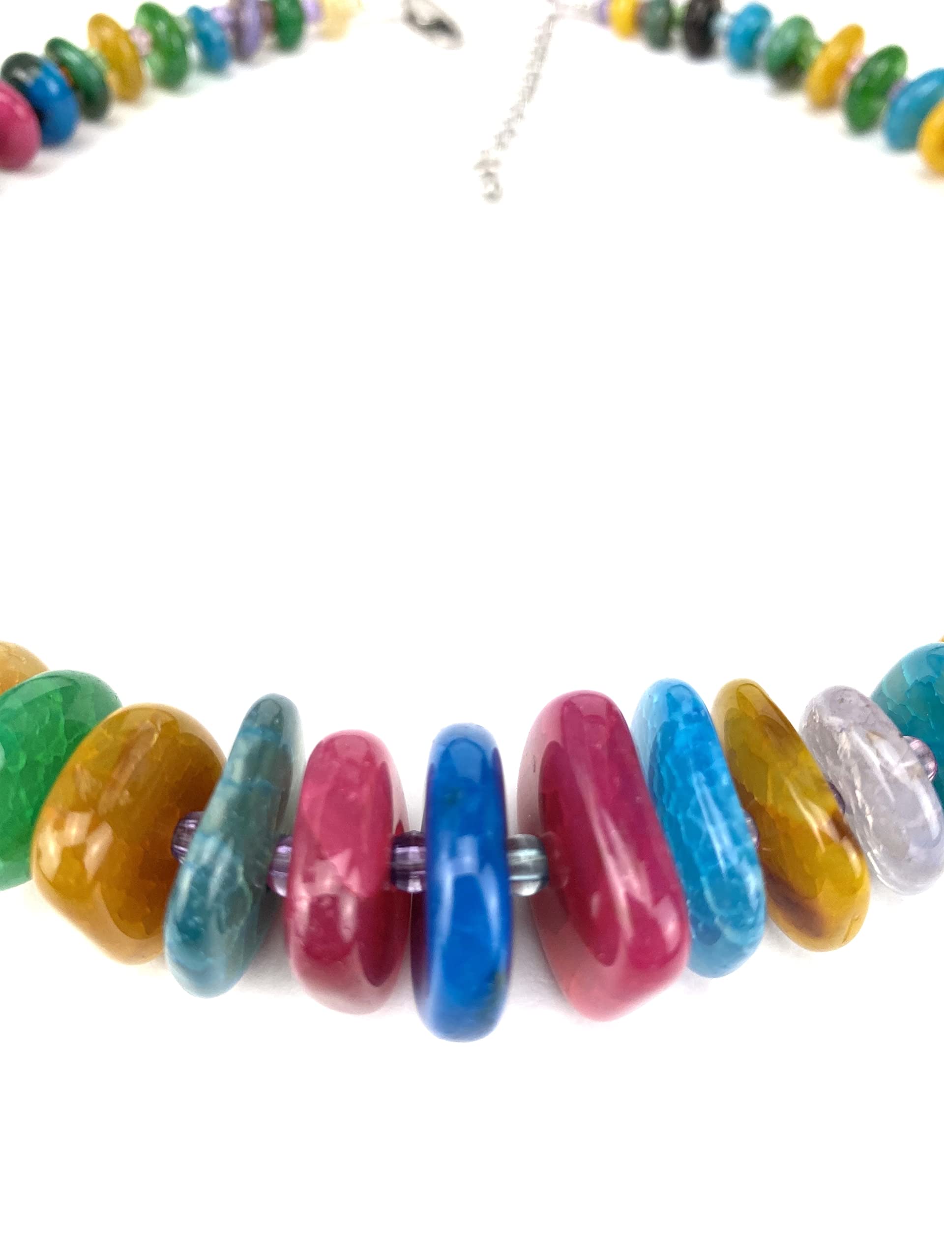 Handgefertigte Achat Perlen Kette mit Edelstahl Verschluss, Unikat, Edelstein Heilstein
