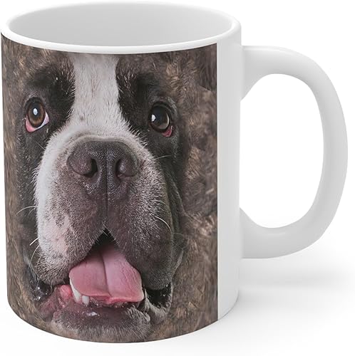 Miniatura 3 de Lovesout Funny Gifts - Taza de café de cerámica blanca con diseño de perro matón americano a rayas, 11 onzas
