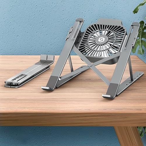 Miniatura 5 de Laptop Stand Radiator Desktop Elevated Rack Portable Lift Bracket with Fan Base Support Base Durable (Color  Gray)