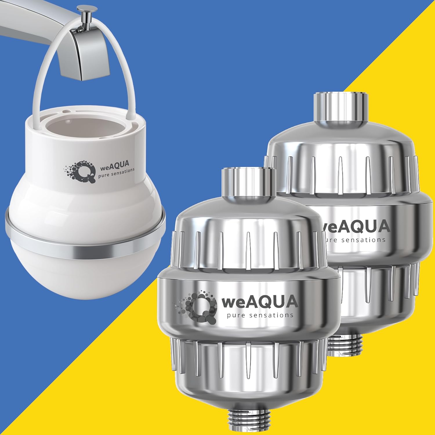 weAQUA Shower Filter 2 Pack & Select Bath Filter for Tub Bundle