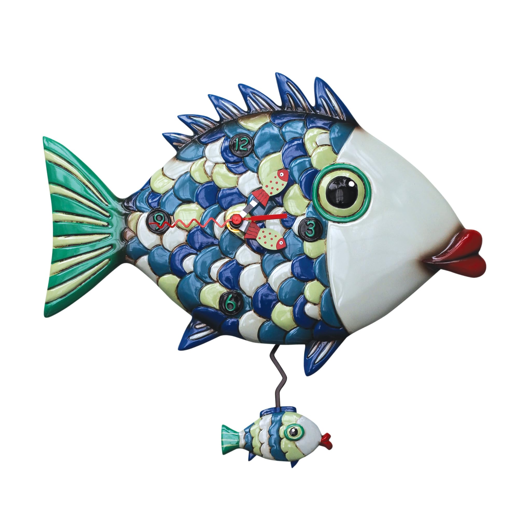 Allen Designs Fishy Lips Whimsical Pendulum Wall Clock