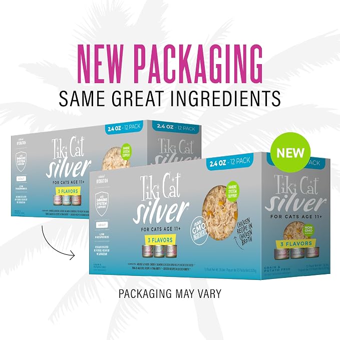 Tiki Cat Silver Pack Variado 12 latas 2.4 oz Gato Senior miniatura 4