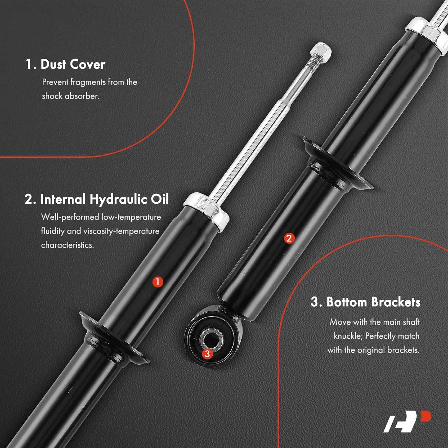 A-Premium Front Struts Compatible with Land Rover LR3 2005-2009, LR4 2010-2016 - 2x Replacement Suspension Bare Strut Shock without Coil Spring
