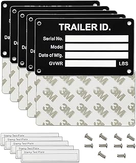 Trailer VIN ID Plate Data TAG Blank Model Identification VIN Serial Number, Model, Date of MFG and GVWR, Tailgating id Plate for Cargo Carriers Trucks Boats (5 PCS., Trailer ID., 3.74x2.16)