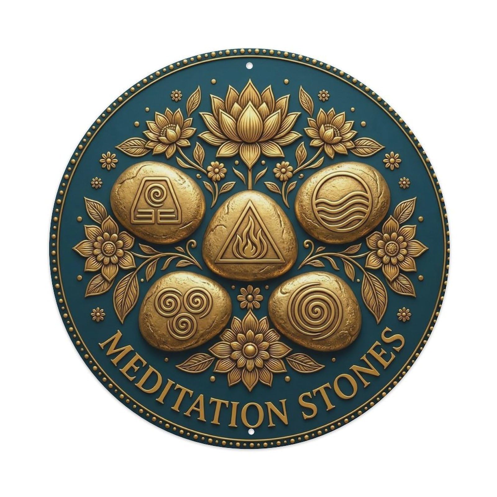 Vintage Meditation Stones Flower Zen Yoga Metal Tin Sign