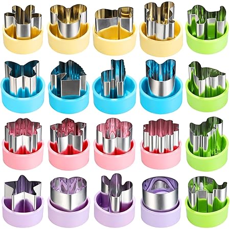 Magigift 1.5" Vegetable Cutter Shapes Set - Mini Cookie Cutters Fruit Cookie Pastry Stamps Mold for Kids Baking and Food Supplement Tools Accessories (20pack)