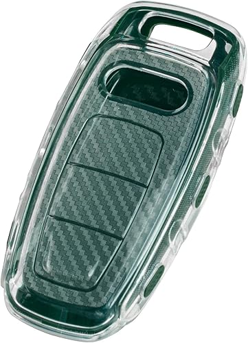 Miniatura 6 de TANGSEN Funda para llavero de TPU compatible con Audi A3 A6 A7 A8 E-Tron S3 S6 RS6 S7 RS7 Q7 SQ7 Q8 SQ8 textura de fibra de carbono transparente con