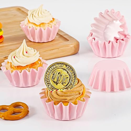 Miniatura 5 de Caperci Forros para mini cupcakes resistentes a la grasa, 200 unidades, tazas de papel resistentes para hornear muffins, inodoro, no necesita molde