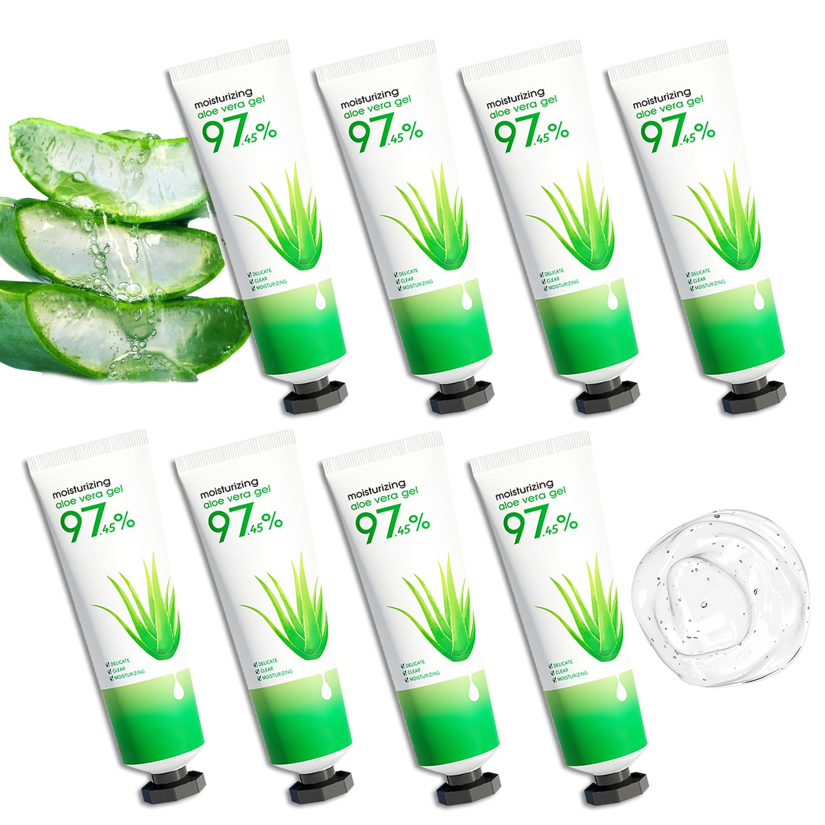 WENJLYJ 8PCS Aloe Vera Gel for Face & Skin,Organic Aloe Vera Gel,Hydrating After Sun Cream for Travel Size,Moisturizing Lotion for Skincare,After Sun