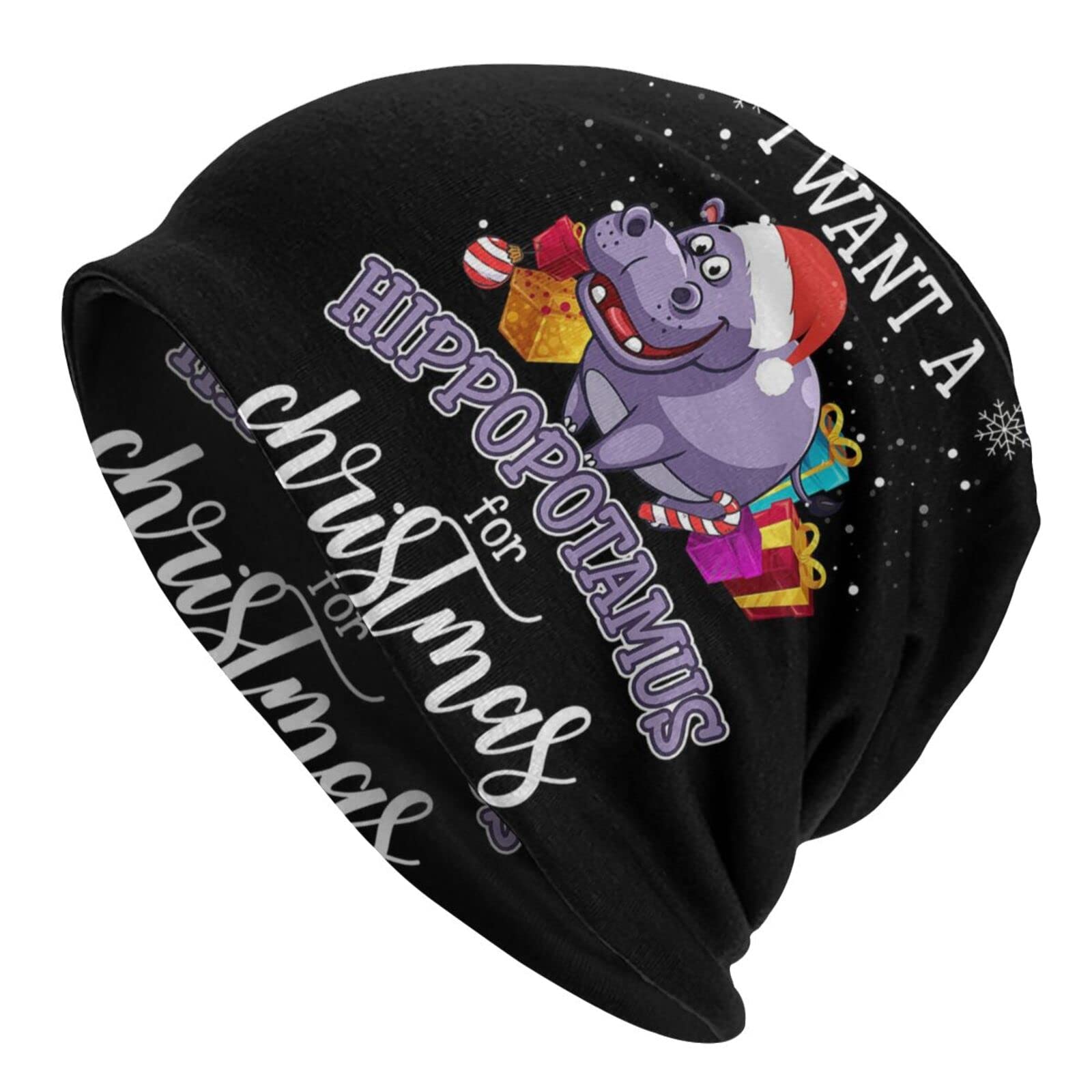 702 Mens Hats I Want A Hippopotamus For Christmas Hippo Lightweight Winter Hats Classic Knitted Beanies Cap Fashion Skull Cap For Yoga Teens Outdoor