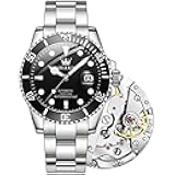 Automatic Watches for Men,Self Winding Luxury Waterproof Luminous Watch with Calendar Zoom Window Date-Unidirectional Rotating Bezel No Battery (Blue/Black/Green Face)