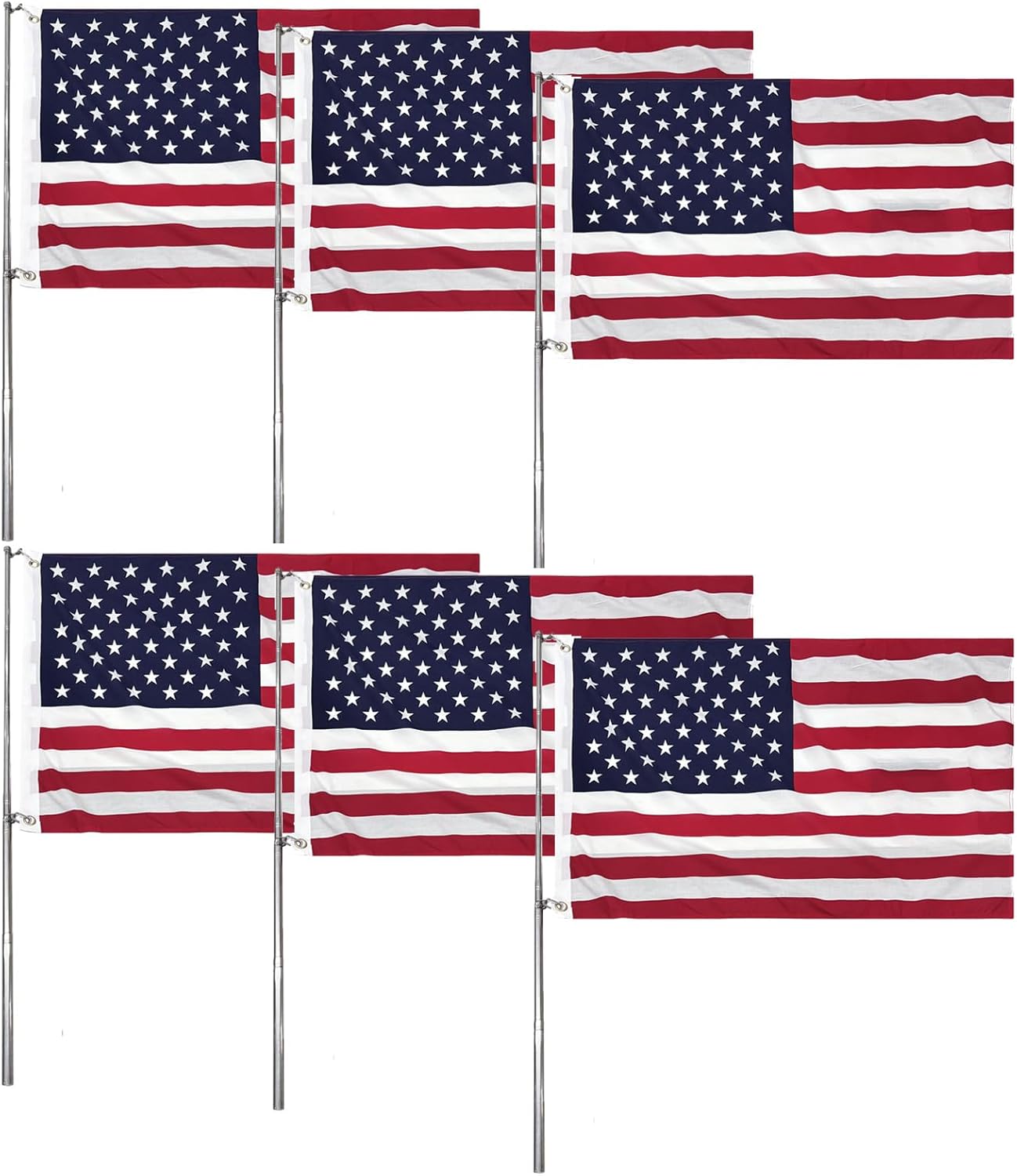 Homissor 2 Packs American Flag 2x3 Ft for Classroom with Portable Flag Pole Telescoping 51'' Flagpole Kit US Flags USA Banner with Flagpole Clips and Carabiners