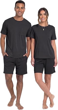 PrinStory Couples Pajamas Set Shirts and Shorts Summer Comfy Lounge Family