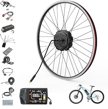 500W Electric Bike Conversion Kit - 125EVH 48V 350RPM Front Hub Motor, Upgraded Controller, LCD Display, PAS Sensor - Ebike Kit for City & Mountain Bikes, 44KMH / 27MPH
