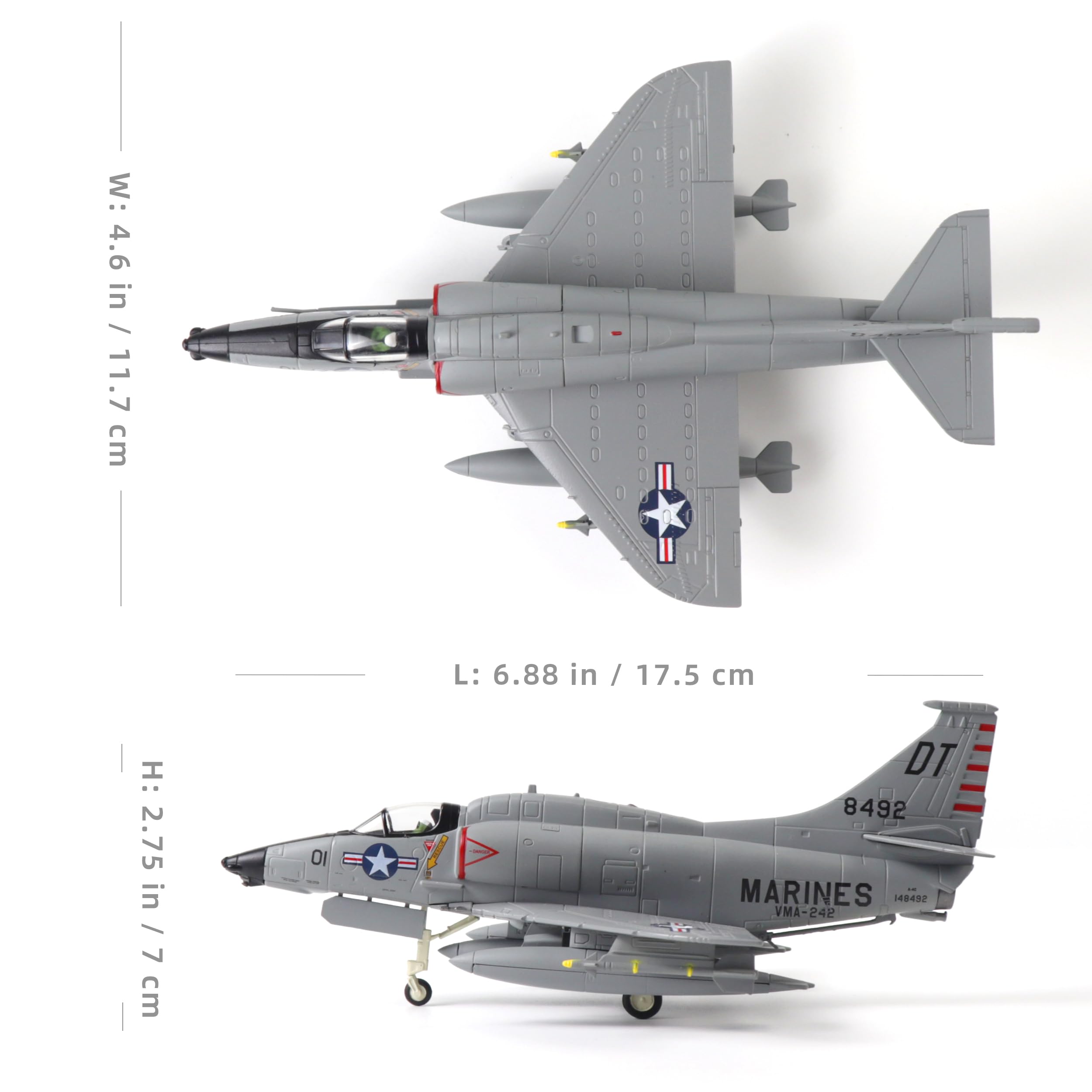 NUOTIE 1/72 A-4 Skyhawk Attack Kit de Modelo de avión de Metal Diecast preconstruido réplica Militar del Cuerpo de Marines de los Estados Unidos para colección o Regalo de exhibición