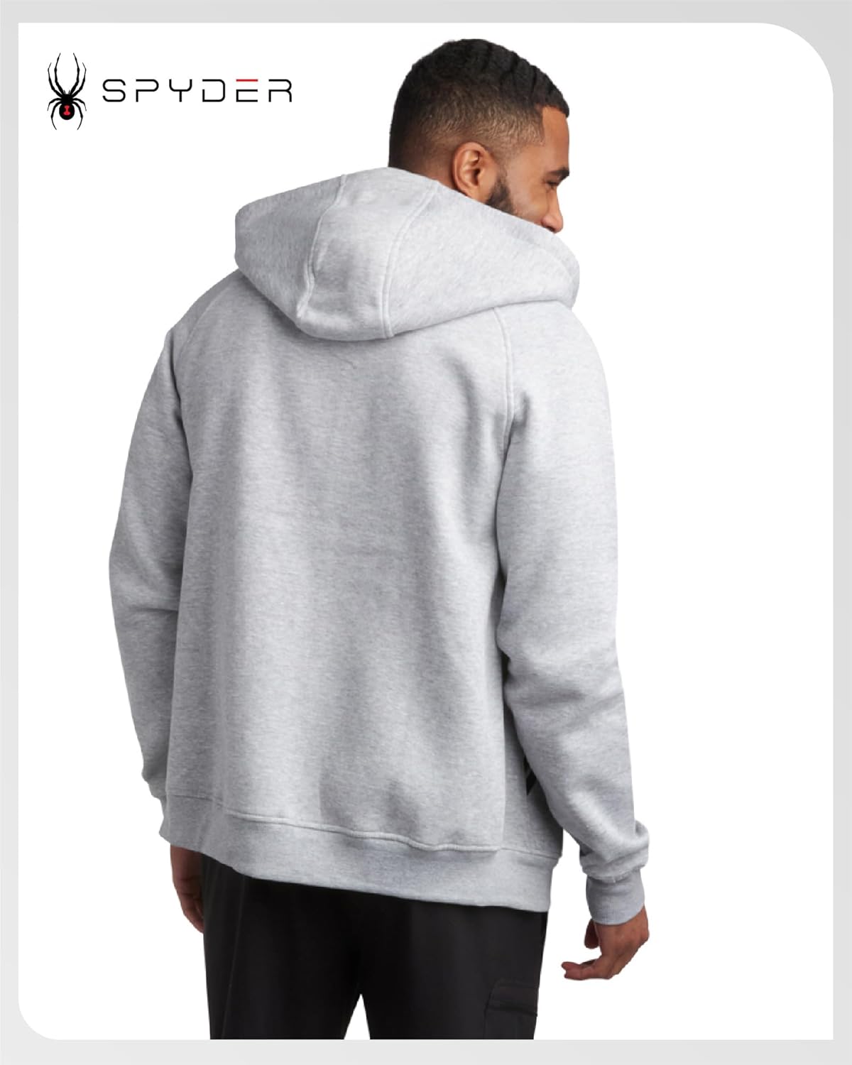 Spyder Mens Zip Up Hoodie - Super Soft Performance Fleece Sweatshirts for Men - Warm Athletic Hoodies for Running Walking Gym - Image 2