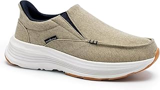 Men's Orthopedic Slip On Loafers with Arch Support: Comfortable Plantar Fasciitis Orthotic Shoes for Plantar Fasciitis, Canvas Thick Sole Walking Shoes for Foot and Heel Pain Relief