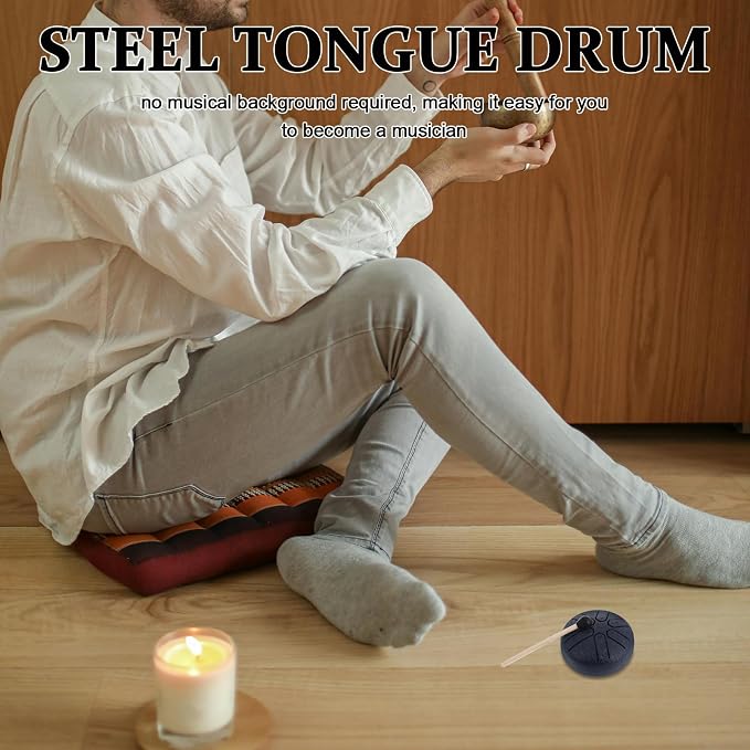 Mini Steel Tongue Drum 6 Notas Versátil Azul miniatura 5