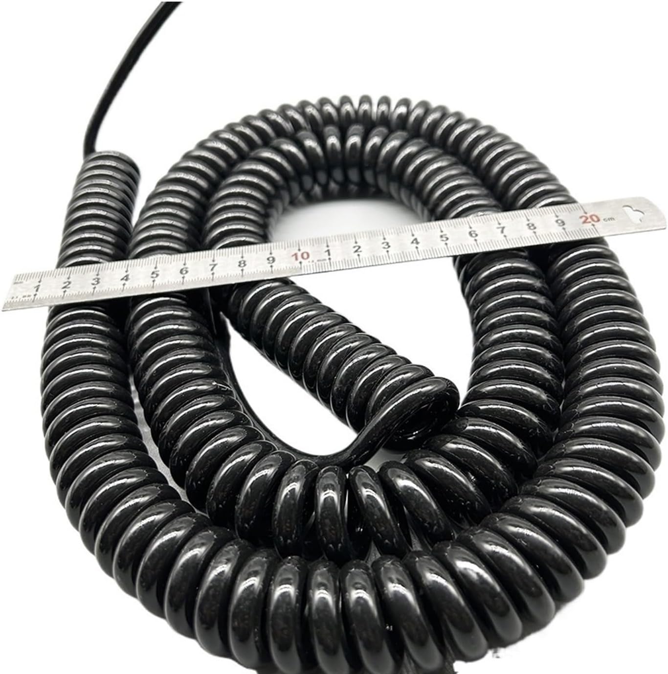 Retractable Spring Coiled Extension Cord ， 2 Core 1.5mm2 Spring Telescopic Wire Spiral Stretch Black Pure Copper Power Cable Extension(Stretch 5 Meters)