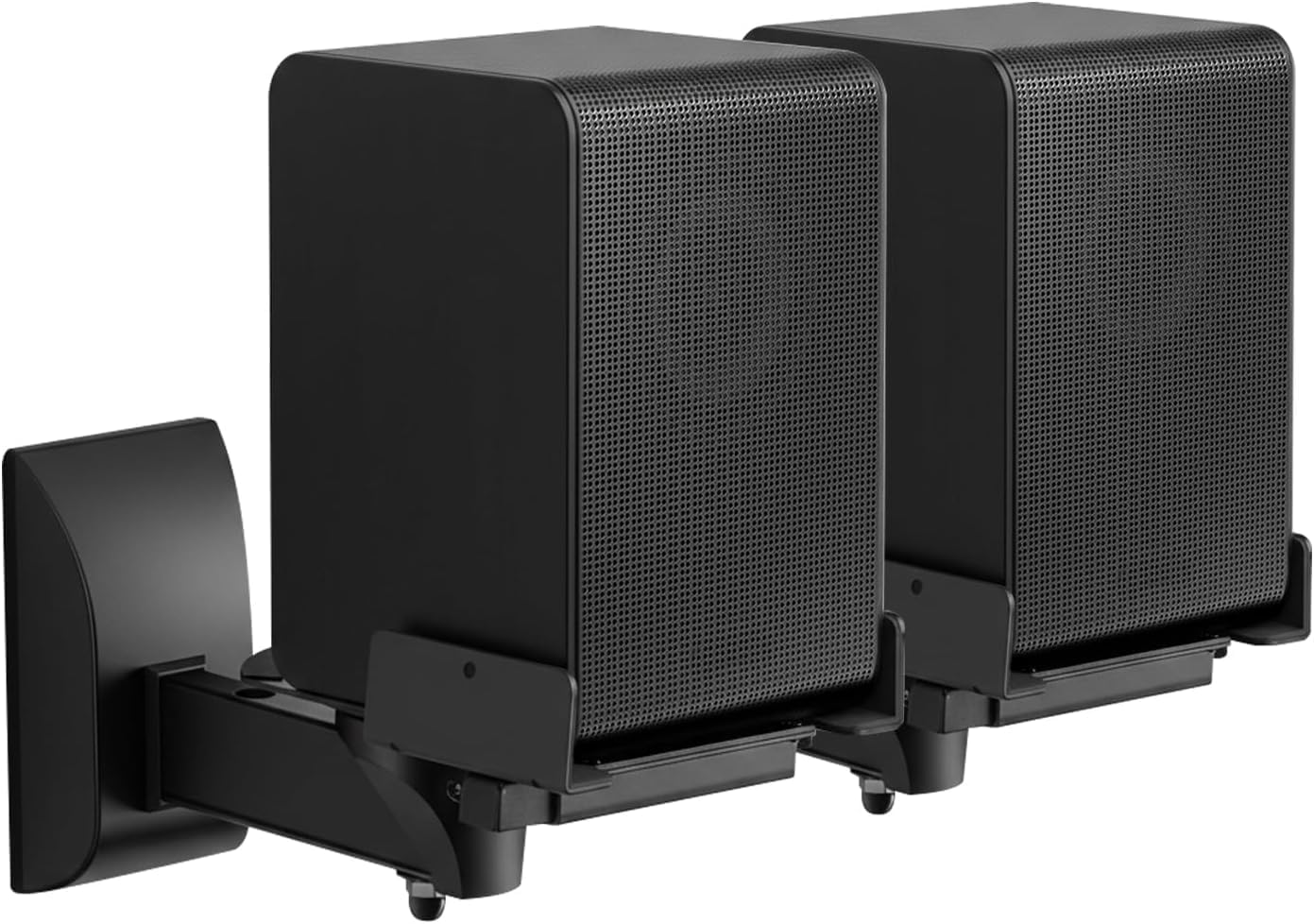 TNP Speaker Wall Mounts - Dual Side Clamping Bookshelf Mounting Bracket for Large Surround Sound Speaker with Adjustable Swivel & Tilt Angle for Home & Studio, up to 55 lbs, 2 Pack, Black
