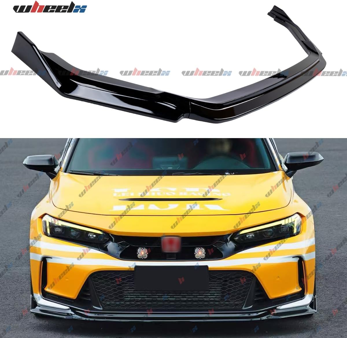 Front Lip Compatible with 2023-2026 Honda Civic Type-R FL5, JDM Style Air Dam Lower Chin Bumper Spoiler Splitter Protection Body Kit Fit for 2023 2024 2025 2026 (Glossy Black)
