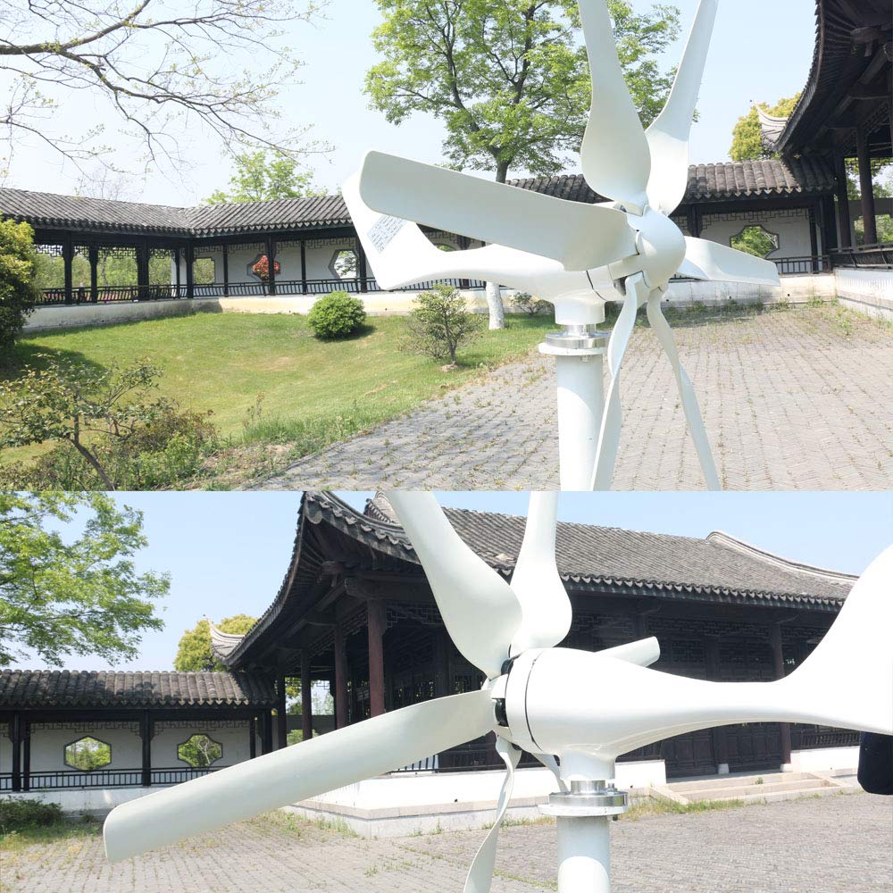 12V 24V 48V 800W Windgenerator Windkraftanlage Horizontaler Windturbine mit 6 Flügeln und kostenlosem MPPT Controller für Zuhause
