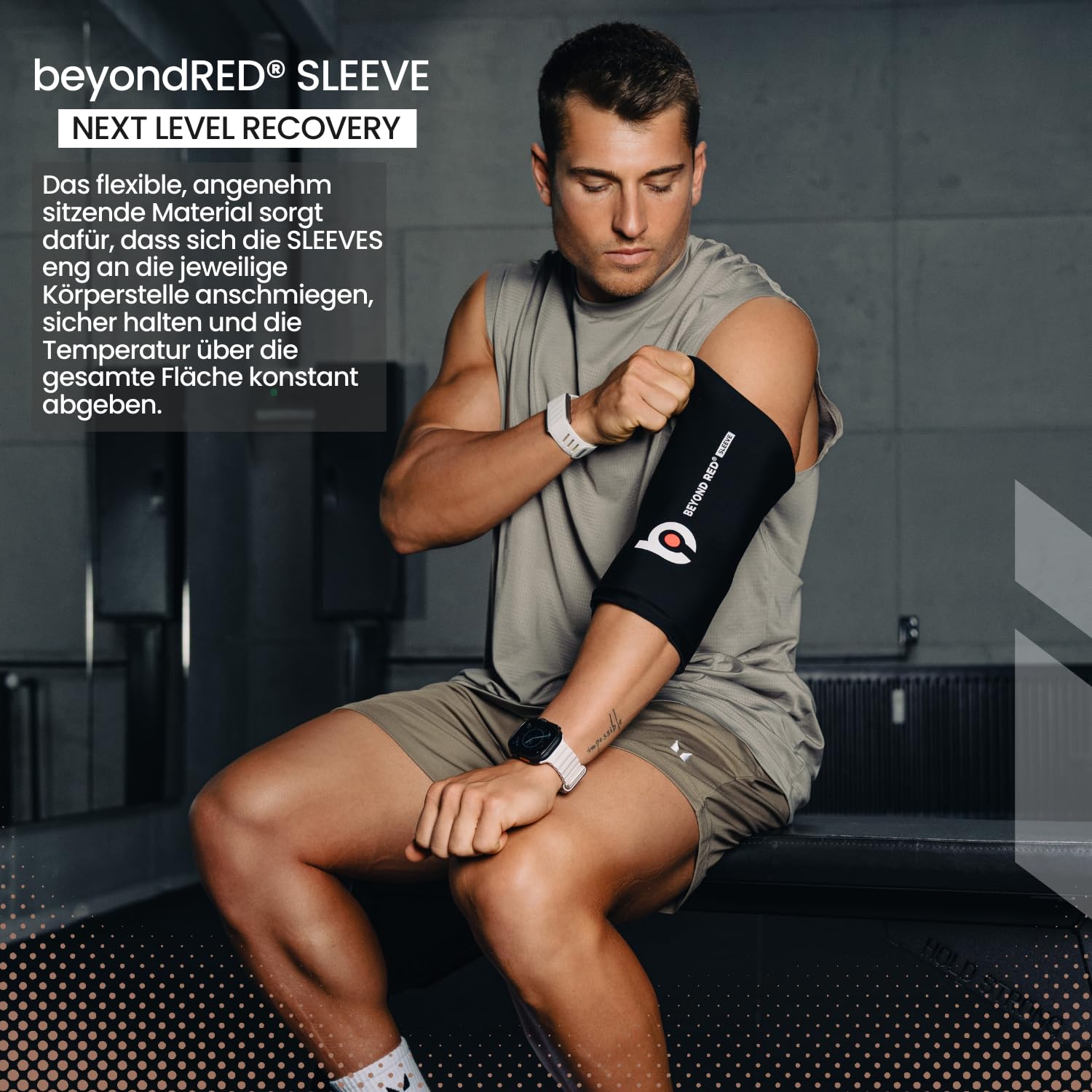 beyondRED® SLEEVE | Wärme- und Kältetherapie für Knöchel, Wade, Knie, Ellenbogen, Oberarm und Oberschenkel bei Muskelkater, Verspannungen, Schwellungen | 30+ Minuten Kälte/Wärme (L = 27,5 x 15 cm)