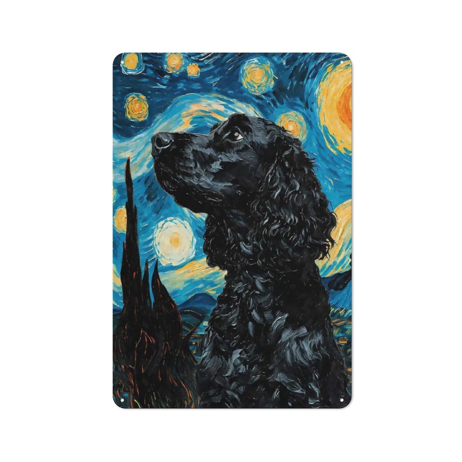 Junmoney Style-8 Starry Cocker Spaniel Printed Metal Sign 30X20cm For Man Cave Or Games Room, Suited To Games Room Collectors