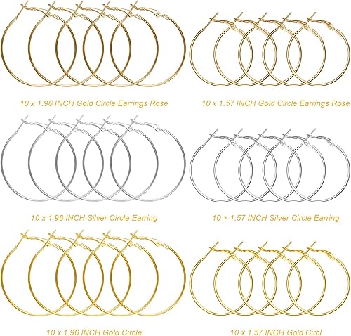 Miniatura 3 de 60 aretes de aro de acero inoxidable con cuentas redondas, aretes abiertos para hacer joyas, manualidades, creación de arte (1.575 pulgadas + 1.772