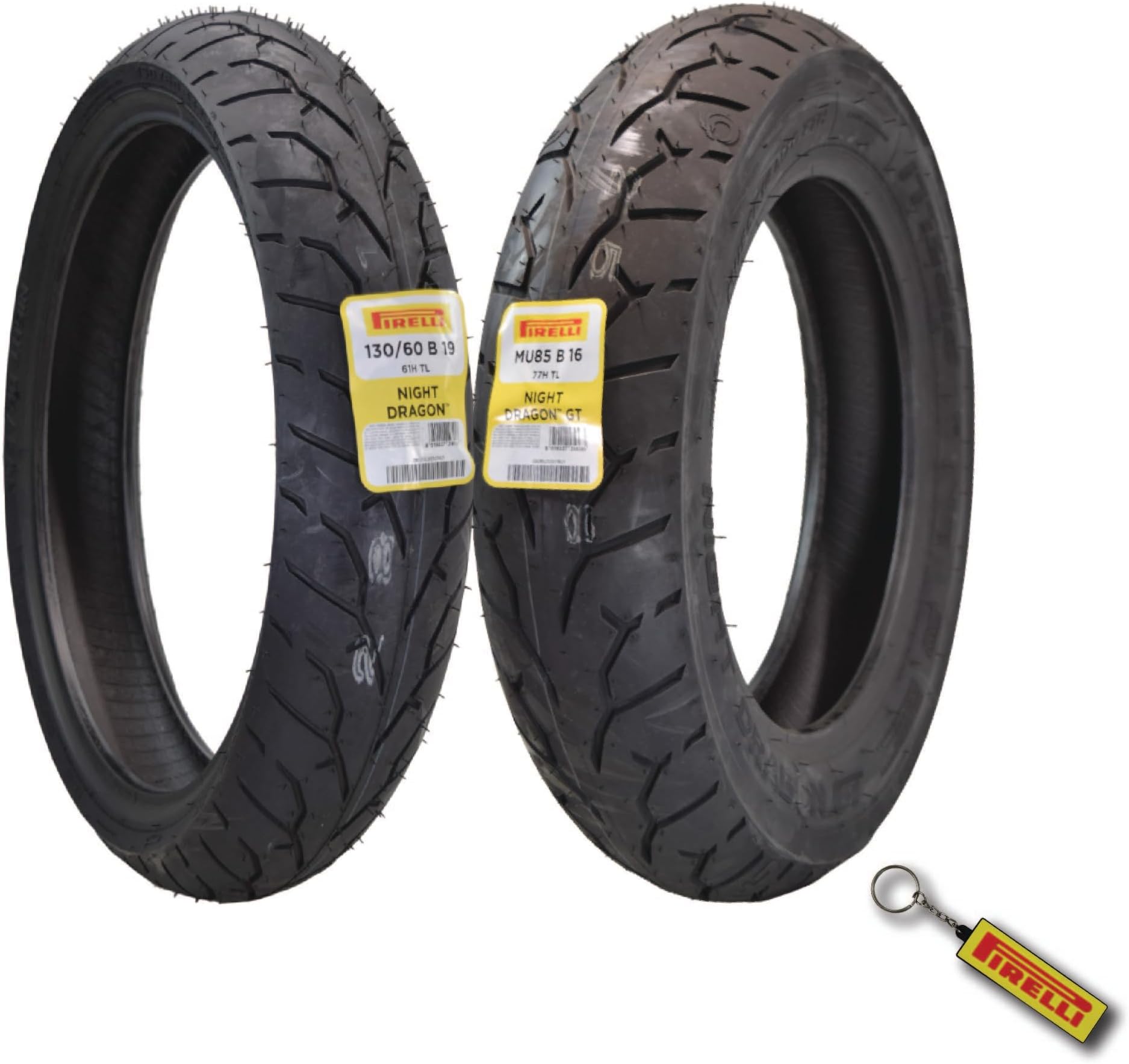 Pirelli Night Dragon 130/60B19 M/C 61H REINFTL Cruiser Motorcycle Front Tire - Superior Traction & Handling for High-Performance Cruisers w/Keychain (130/60B19 MU85B16)
