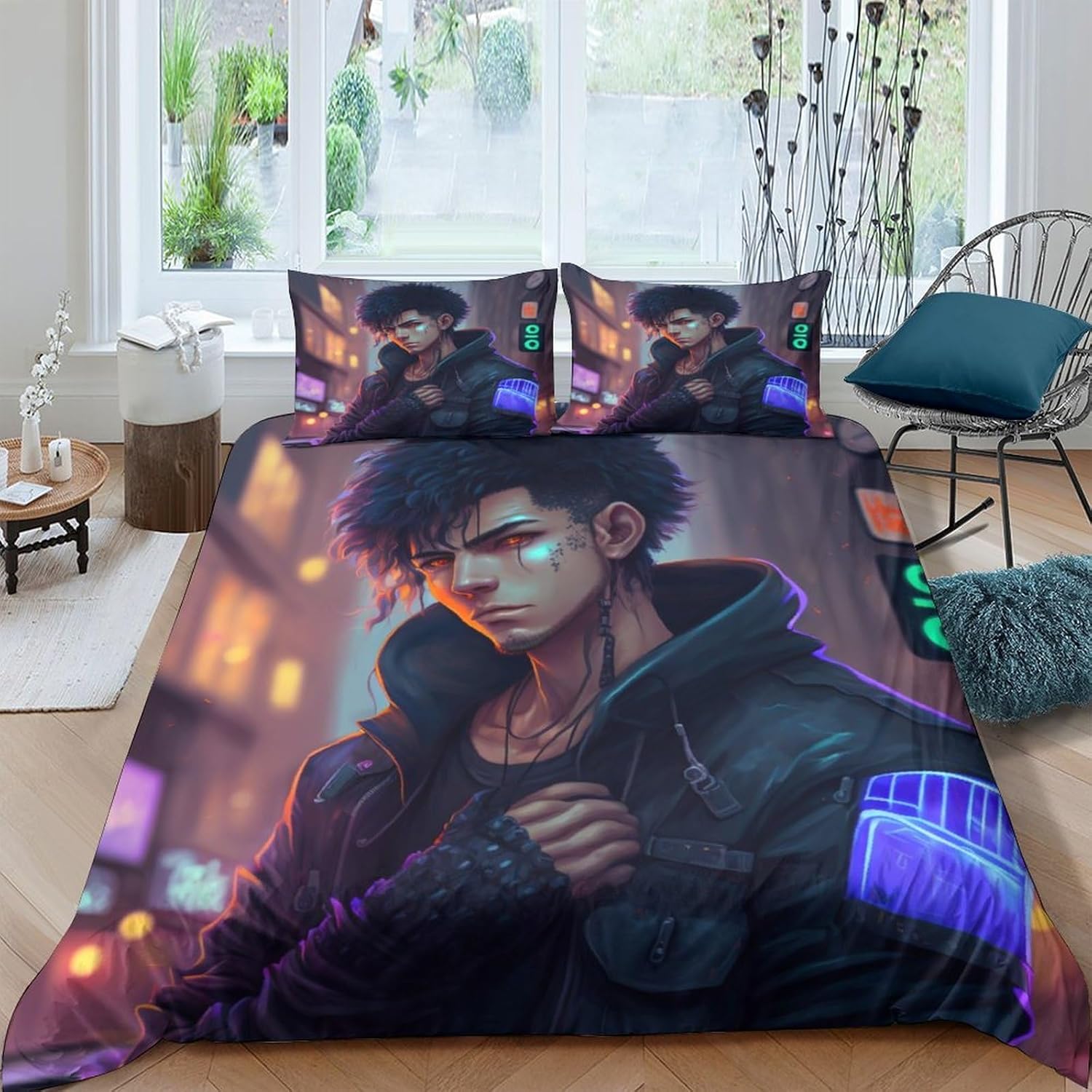 Printed Quilt Cover 3D Print Pillow Cases Bedding Set Soft Easy Care Bedding Quilt Cover Set Quilt Cover Children Room Decor 2 Pillowcases Twin（173x218cm）