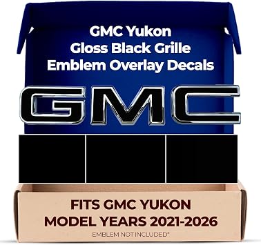 GMC Yukon XL Denali Gloss Black Grille GMC Emblem Overlay Decals 2021-2026