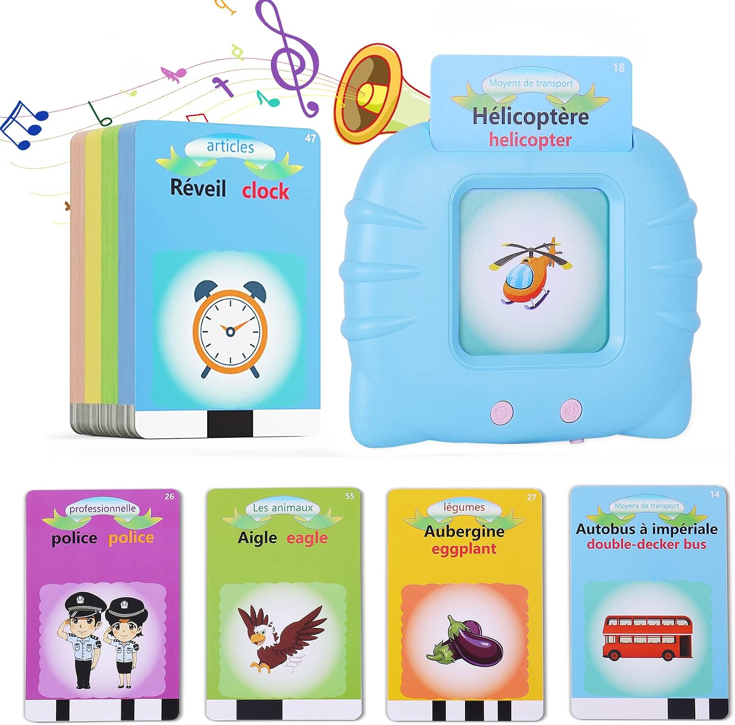 510 Cartes Flash Parlantes Pour Enfants - Apprentissage Interactif Bleu