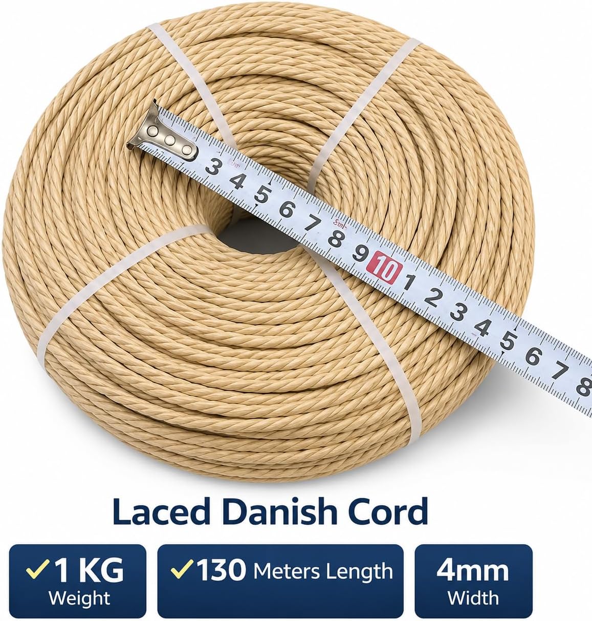 4mm Laced Danish Paper Cord (1KG) Natural Brown