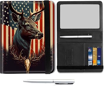 Passport and Vaccine Card Holder Combo, Leather Travel Wallet Passport Holder, Cover Case with CDC Vaccination Card Slot, Travel Documents Organizer Protector for Men Women,American Flag Deer/Skull