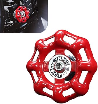 Metal Car Rotary Knob Decor, One Button Start Shift Knob Cover Protector, Self Adhesive Classic Retro Valve Handwheel Design, Universal for Most Cars Red