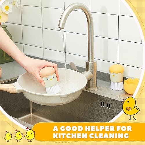 Miniatura 4 de Domensi 2 cepillos de limpieza de huevos, cepillo para pollitos de 4.33 x 3.15 x 2.36 pulgadas, limpiador de huevos para huevos frescos e