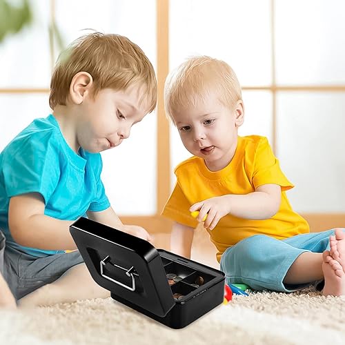 Miniatura 8 de Sgorlds Caja de dinero pequeña con cerradura de combinación y bandeja de efectivo extraíble, caja de dinero de metal para dinero en efectivo,