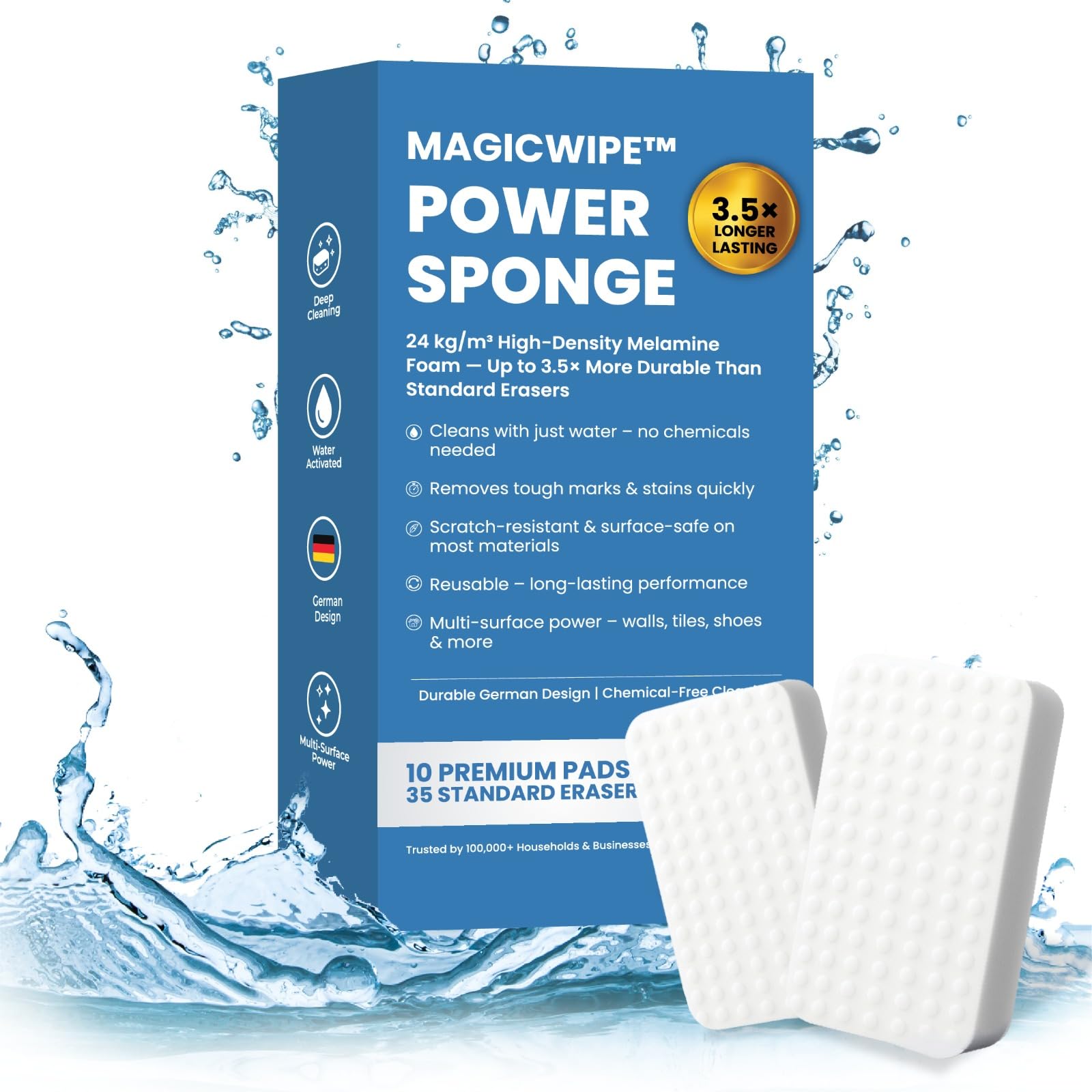 MagicWipe® Power Sponge – Magic Sponge Eraser (10 Pack) with High Density Melamine Foam for Heavy Duty, Multi-Surface Cleaning, Kitchen, Bathroom, Walls, Floors, Scuffs - No Chemicals-picture-28
