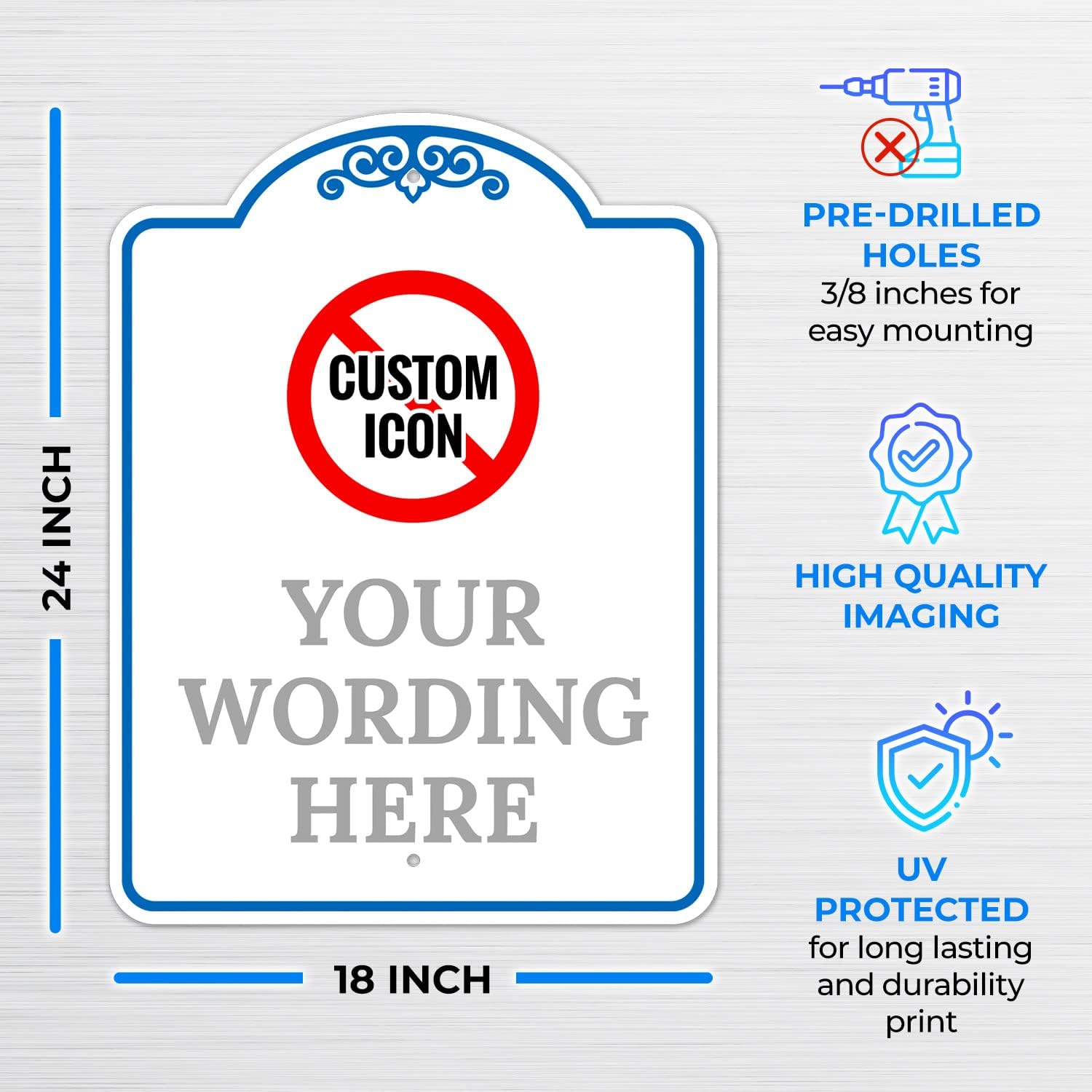 Custom Pool Sign Personalized Icon Pool Decor Sign, 18x24 Inches, ACM, Fade Resistant, Made in USA