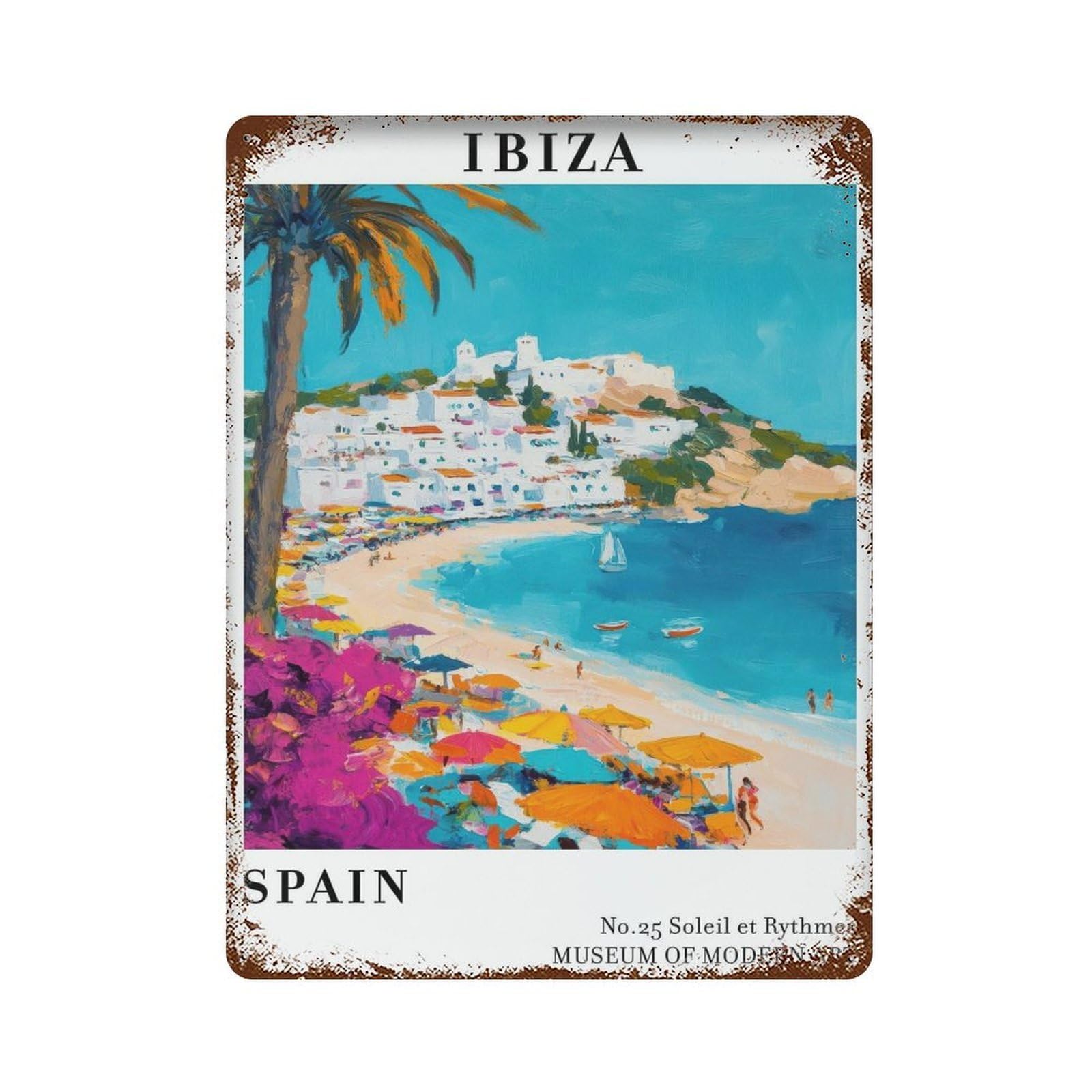 xiaoxiaoshen Ibiza Spain Travel Landscape Balearic Islands Scenic_3 Wall Decor Art Metal Tin Poster Modern Home Decor Art Home Bar Shop Decorations Vintage Sign 40x30cm