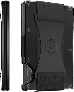Ridge Wallet for Men - Slim Minimalist Compact Wallet and Card Holder, RFID Protected Front Pocket Wallets for Men with Integrated Cash Strap (Royal Black)
