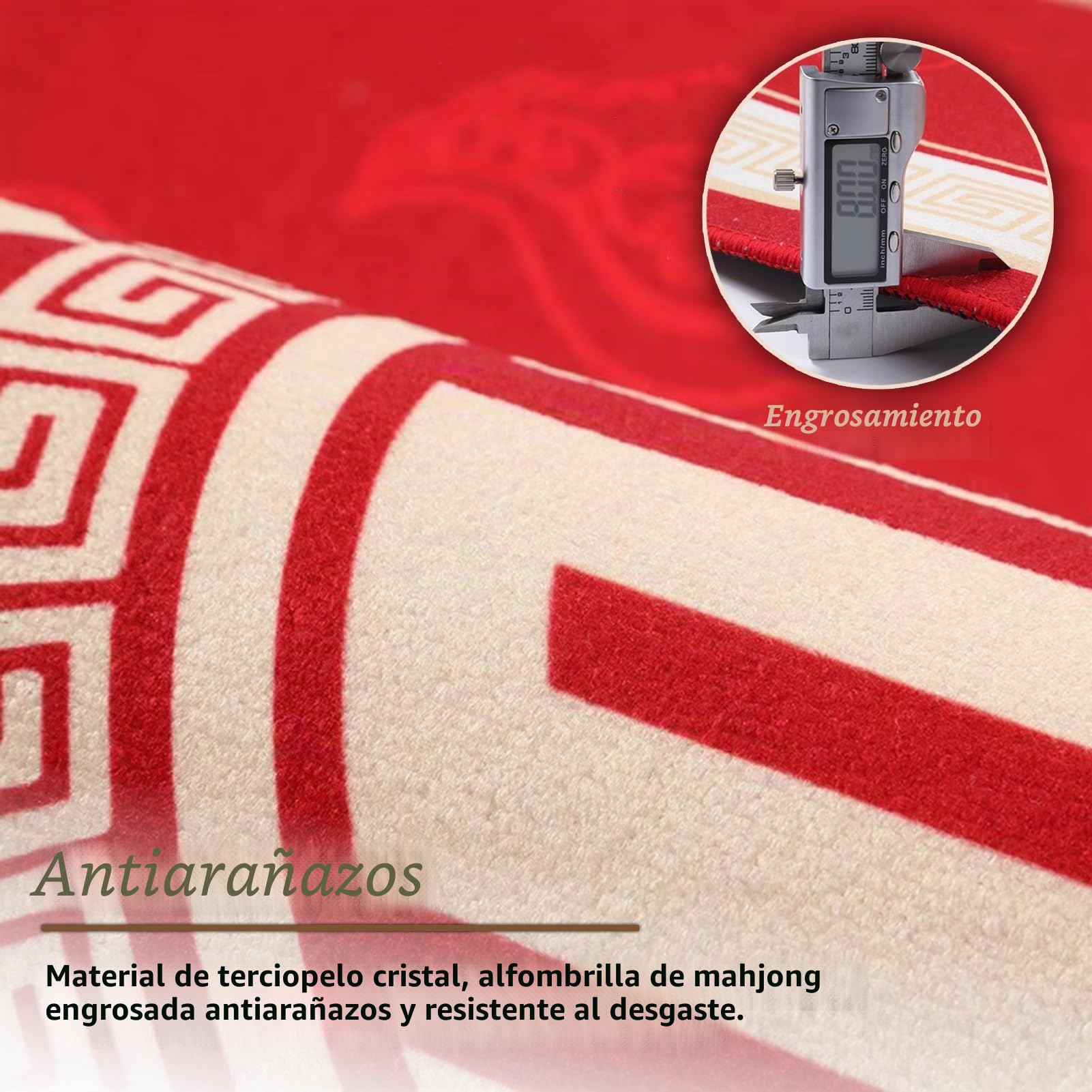 Tapete grande de Mahjong con respaldo de goma, mantel suave y antideslizante, tapete de mesa para Mahjong, Paigow, Poker, cartas y juegos de mesa (verde, 80 cm)