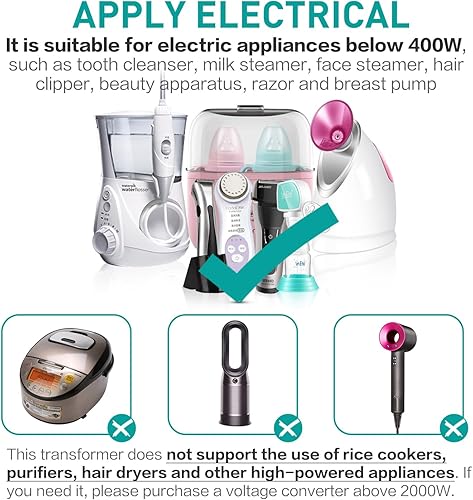 Miniatura 4 de SUNSHUN Transformador elevador de 110 V a 220 V, 500 W, convertidor de voltaje elevador de 110 V-120 V a 220 V-240 V con protección de control de