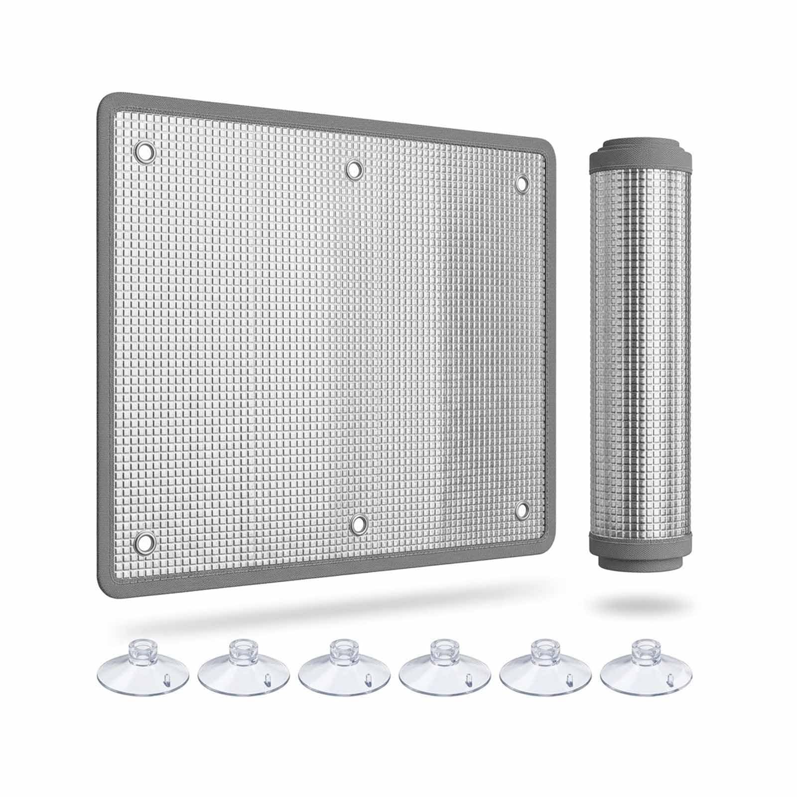 Film Anti Chaleur Anti-UV pour Fenêtre, Film Fenêtre Anti Chaleur pour Fenêtre De Toit, Films Protection Solaire Réfléchissant,avec Ventouse Thermique Anti Regard(Gris,130x195cm)
