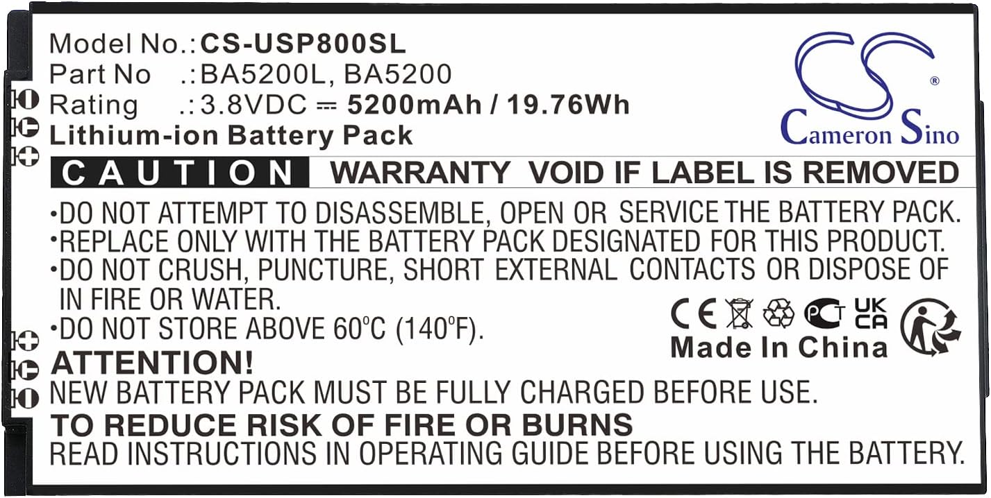 Cameron Sino Battery for UniStrong P8II E PN:UniStrong BA5200, BA5200L 5200mAh / 19.76Wh
