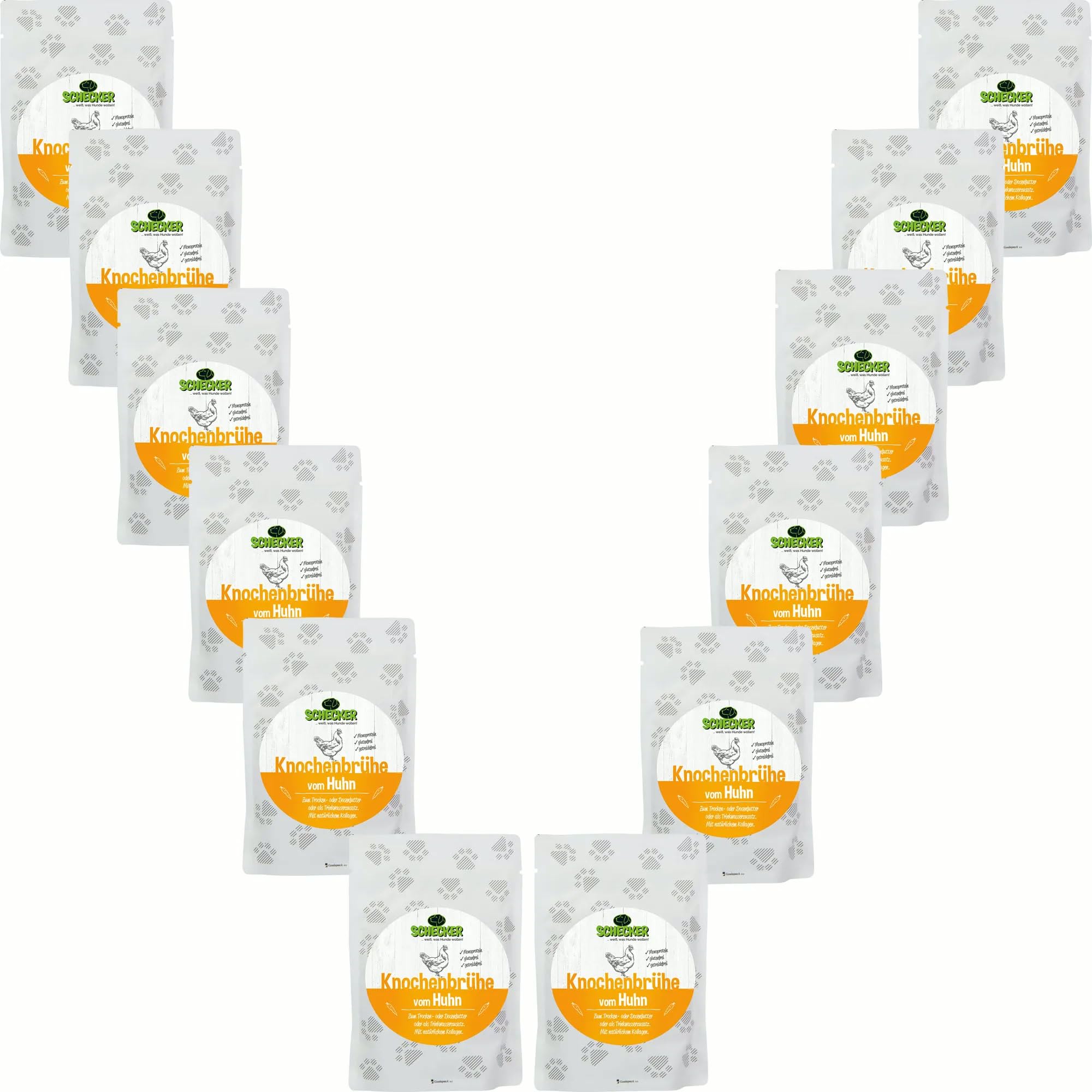 Schecker - Knochenbrühe für Hunde - Futtertopping - 12x100ml - Huhn - Natürlicher Futterzusatz mit Kollagen