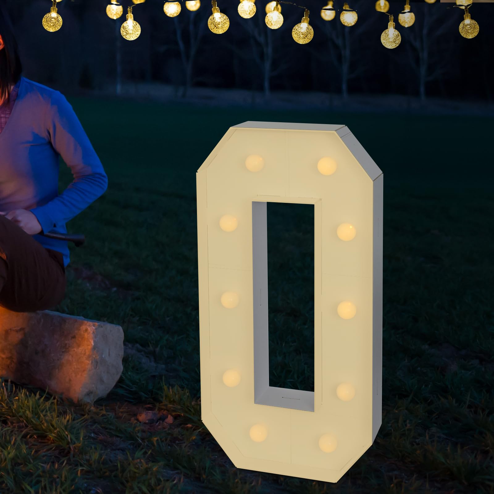 Número LED iluminado, 100 cm, número grande con bombillas, 0, 1, 2, 3, 4, 5, 6, 7, 8, 9, con caja de pilas, 2000 – 3000 K, para graduaciones, bodas (0)