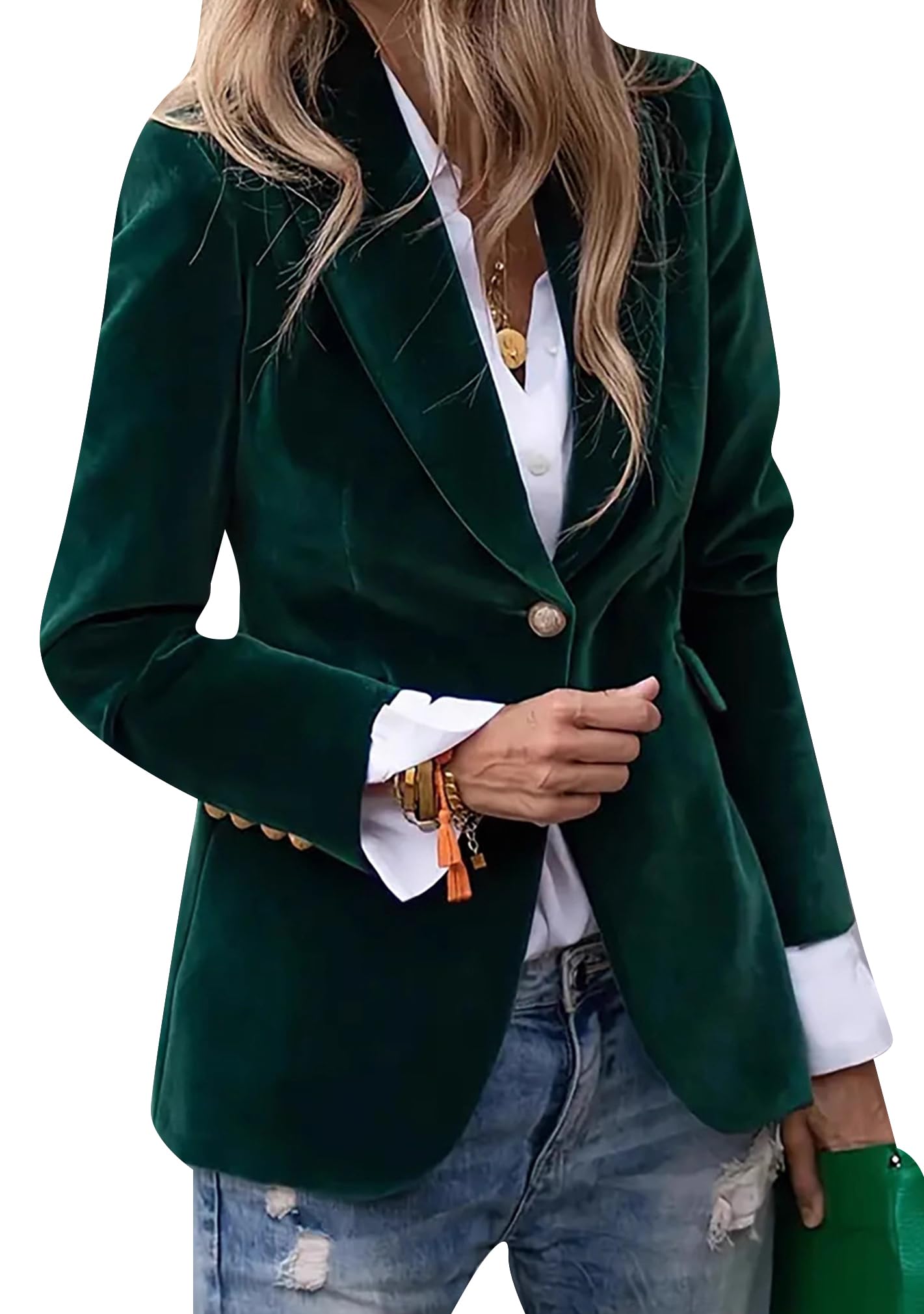 BOFETA Womens Velvet Long Sleeve Blazer Casual Lapel Collar Jacket Open Front Solid Color Outfits