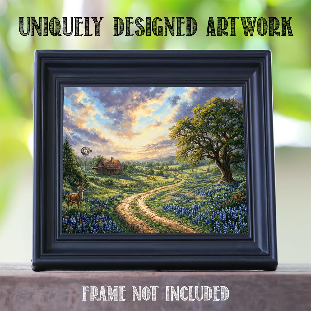 Amazon.com: Texas Sunset Rustic Countryside Landscape Painting